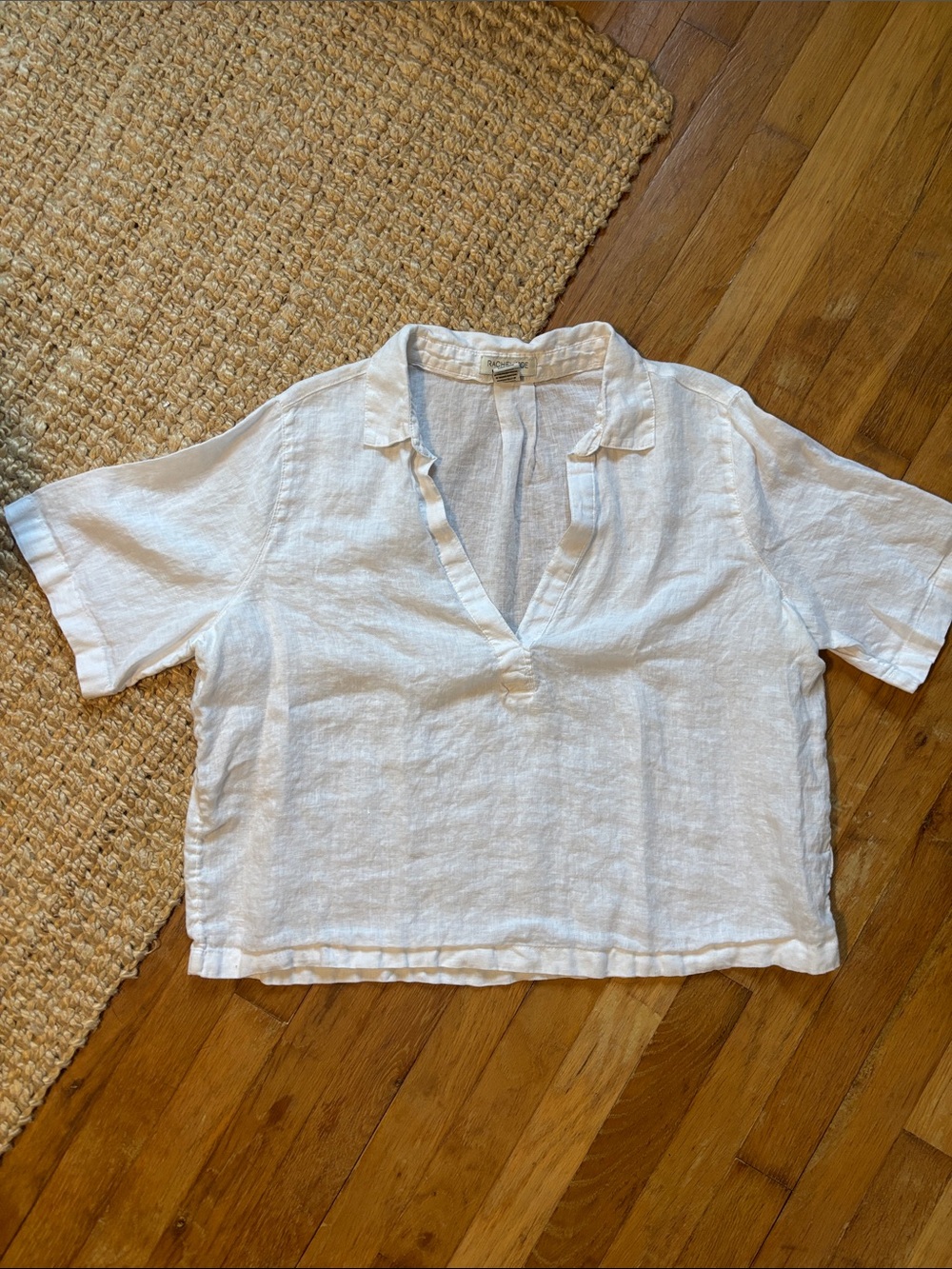 Rachel Zoe White Linen Crop-Top Shirt